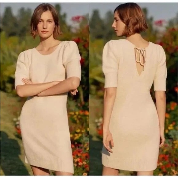 Anthropologie Daily Practice Cream puff Short Sleeve Sweater Mini DRESS Soft XS - Picture 1 of 11